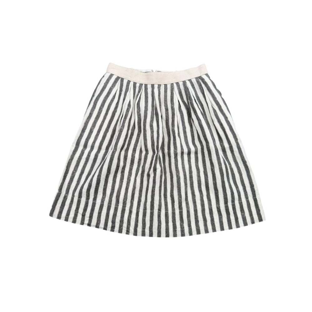 LOFT Skirt Size 0 Black White Striped Linen Blend